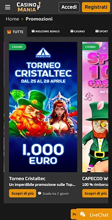 casinomania bonus e promozioni